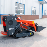 Mini-chargeuse compacte chinoise avec bras télescopique hydraulique, tête de déchiquetage forestier, tarière, mélangeur et godet 4-en-1
