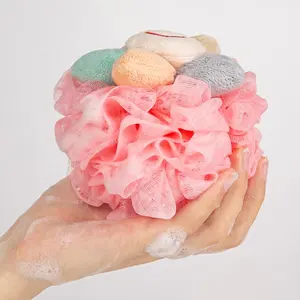 GLOWAY Kids Bathing Product Gift Material Safe Mesh Loofah Pouf Shower Ball Bath Flower Shape Children's Kids Bath Sponge