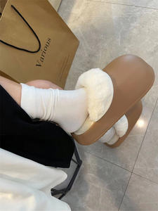 Unisex Fluffy Fashion EVA Fur Home Indoor Fuzzy Outdoor Waterproof <strong>Ladies</strong> Men <strong>Moccasin</strong> 4cm Plush Slides <strong>slippers</strong> - Product Image 6