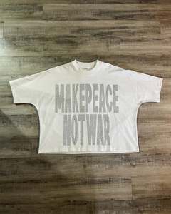 Camiseta Personalizada em Algodão 100% com Impressão Gráfica Digital, Preta e Branca, Camisetas Vintage com Lavagem Ácida e Strass para Homens - Product Image 4