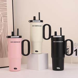 Taza de agua aislada de acero inoxidable 316, taza de café de viaje con asa de gran capacidad, taza Ice King para uso en oficina, regalos de negocios - Product Image 1