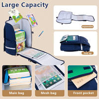 Sac à dos scolaire unisexe pour adolescents, tendance, avec motif de dessin animé, grand format, étanche, antivol, avec port USB et coussin d'air, pour enfants