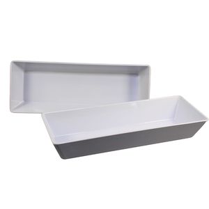 Plateau rectangulaire long en mélamine blanche pour hôtel avec logo personnalisé, plateau de buffet réutilisable, vaisselle - Product Image 2