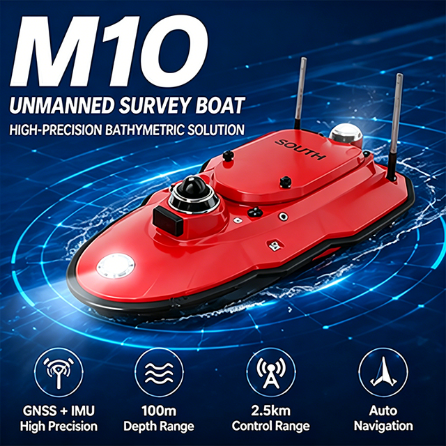 M10 Custom High Accuracy Lightweight Fiberglass Hull Hydrographic Survey USV Single Beam Echo Sounder GNSS Positioning OEM