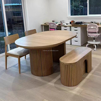 Table transformable de luxe sur mesure en bois naturel, ensemble de table à manger pliante, meilleure table à manger avec console et buffet pour salle à manger d'hôtel