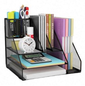 ที่เก็บเอกสาร ชั้นวางแฟ้ม ที่เก็บนิตยสาร ที่ใส่หนังสือ ที่เก็บของบนโต๊ะทำงานแบบตาข่าย สำหรับจัดระเบียบและจัดเก็บเอกสารในสำนักงาน - Product Image 1