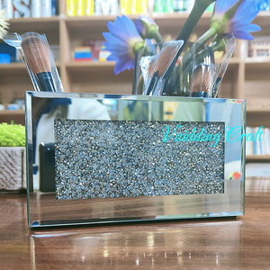 2024 nouveauté cristal diamants rempli <span class=keywords><strong>verre</strong></span> maquillage miroir porte-brosse - Product Image 2