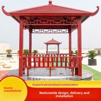 Structure de jardin hexagonale à quatre coins en alliage d'aluminium, écologique, thermolaquée, de style chinois, pour villa de loisirs extérieure