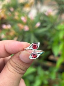 100% Natural Genuine Mozambique <b>Garnet</b> Sterling <b>Silver</b> <b>Ring</b> - January Birthstone Everyday Jewelry Gift for Her - Product Image 1