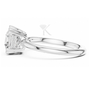 Anillo de Compromiso Solitario Elegante con Corte Cojín, Oro Amarillo de 14K, Anillo con Halo Oculto, Anillo de Boda Único de Doble Punta, Minimalista - Product Image 6