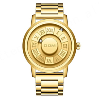 Nuevo reloj DOM para hombre, concepto de tendencia dorada 1345, relojes para hombre, puntero de desplazamiento creativo, reloj de pulsera resistente al agua a la moda con fuerza magnética