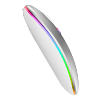 Contoh gratis Mouse komputer senyap Mouse nirkabel 2.4Ghz isi ulang dengan lampu warna-warni LED RGB mendukung disesuaikan