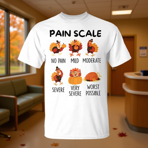 Camiseta de Enfermera con Escala del Dolor de Turquía para el Día de Acción de Gracias, para Personal de Enfermería CNA ER - Product Image 3