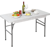 Table pliante blanche de 4 pieds, moulée par soufflage, très vendue, pour fêtes et pique-niques en extérieur