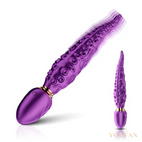 Masseur corporel pour femme Octopus avec logo personnalisé, rechargeable par USB, étanche IPX7, en silicone souple, à vibrations, avec commande par bouton électrique