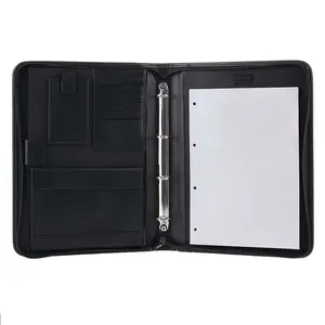 Customized Business Faux Leather 4 Ring A4 Binder Folder Portfolio