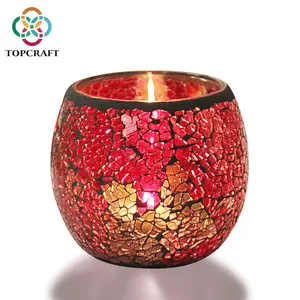 Grosir Lilin Mosaik Warna-warni Murah Stoples Lilin Kaca untuk Pernikahan dan Dekorasi Rumah
