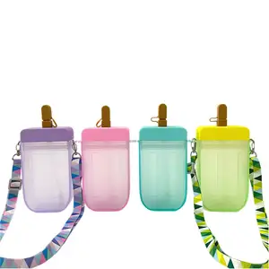 Hot Selling Ijs Popsicle Cups Met Deksels En Stro Leuke Water Fles Voor Kids School