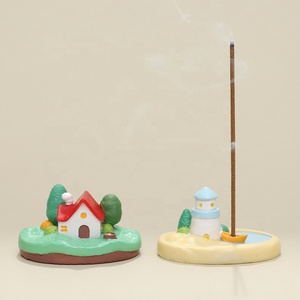 Décoration d'intérieur Écologique Thérapeutique ROOGO Maison Rouge <span class=keywords><strong>Phare</strong></span> Bleu Résine Fait Main Bâton d'Encens Longue Durée Mini Cadeau - Product Image 4