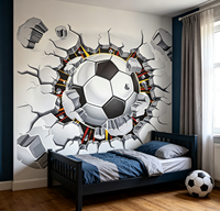 Papier peint mural 3D personnalisé sur le thème du football, revêtement mural autocollant pour chambre de garçon, salle de jeux, décoration murale sportive pour la maison
