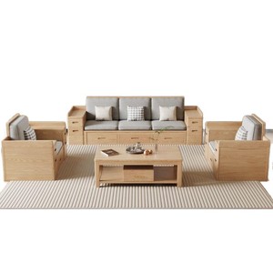 Canapé en forme de L en bois de frêne avec rangement, meubles de salon modernes et minimalistes, couleur bois naturel, rembourrage en mousse - Product Image 5