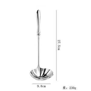 Cuchara para servir de acero inoxidable DF1163, con forma de pétalo de flor, pulida, 19.5 cm, duradera - Product Image 3