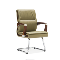 Chaise d'Invité Classique en Bois Massif avec Coussin en Cuir Noir Durable, Chaises de Bureau Robustes pour Visiteurs, Chaises de Bureau en Bois