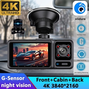 Nova Câmera Automotiva 4K WiFi 2027 com Visão Noturna, Sensor G, Monitoramento de Estacionamento e 3 Lentes (Frontal/Cabine/Traseira) para Gravação em Carros - Product Image 1
