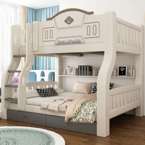 Letto a Castello Doppio per Bambini in Legno Massello Rinforzato, Letto Alto-Basso Multifunzionale per Camera da Letto, Design Moderno con Spazio di Archiviazione - Product Image 2