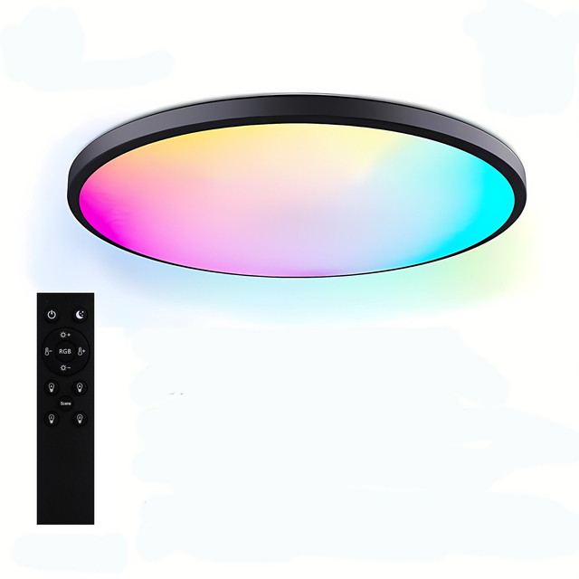 24W Modern Wifi Tuya MI Smart LED Ceiling Light for Home A19 Type RGB Full Color Dimmable Panel Voice APP Control AC Power