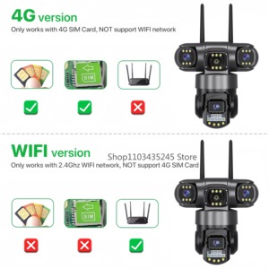 Système de caméra de surveillance CCTV avec 3 objectifs, vision nocturne couleur 4G, détection de mouvement par IA, audio bidirectionnel, caméra IP de sécurité - Product Image 6