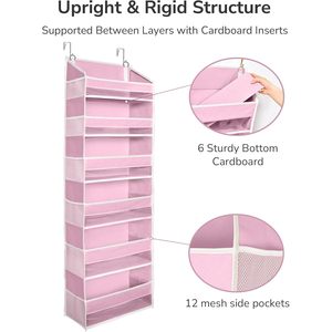 Over The Door Organizer 18 Pockets Pink Hanging Storage For Baby Products Neatening With Mesh Side Pockets - Product Image 6