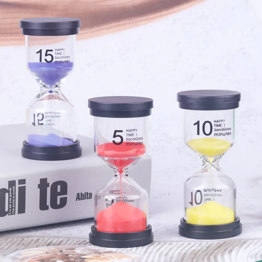 Orologio di sabbia personalizzato 6 colori clessidra 1 3 5 10 15 30 min sandglass timer di sabbia clessidra timer per bambini giochi in aula ufficio