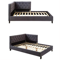Cadre de lit moderne simple pour lit double queen size Cadre de lit minimaliste avec bouton en velours et tête de lit