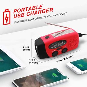 Radio solaire portable avec chargeur à manivelle et alarme SOS d'urgence - Product Image 4