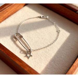 Set di braccialetti stile pin con ciondolo a stella in argento, gioielli da donna, regalo per l'abbigliamento casual alla moda - Product Image 5