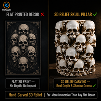Figurine en résine 3D imperméable en forme de pilier de crâne empilé, décoration d'horreur d'Halloween, colonne squelette gothique, marque KW pour maison hantée
