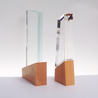 Usine Design Personnalisé Gravé Cristal Verre Bois Artisanat Prix 3D Logo Or Trophées Et Plaques En Bois pour Panneaux Muraux Boîtes En Bois