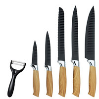 Ensemble de 6 couteaux de cuisine professionnels avec boîte cadeau, lame en acier inoxydable à haute teneur en carbone antiadhésive, ensemble de couteaux de cuisine avec éplucheur