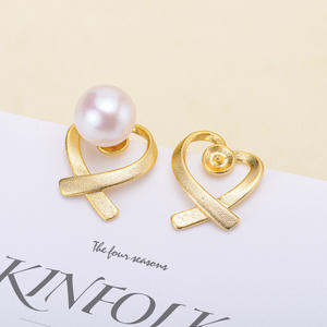 ต่างหูเงินแท้ WENCHI 10680 S925 แบบติดเพชร DIY พร้อมอุปกรณ์ตกแต่งมุกเม็ดกลมขนาด 5-7 มม. ตัวเรือนเปล่าสำหรับติดมุก เครื่องประดับรูปหัวใจ ผลิตในจีน - Product Image 1