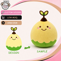 Peluche personnalisée en forme de poussin de haricot, poupée en peluche OEM ODM, figurine en peluche douce à feuilles vertes pour cadeau d'enfant