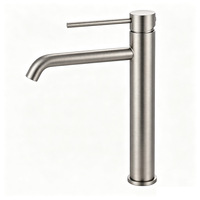 Robinet de lavabo moderne simple à poignée unique, monotrou, en acier inoxydable, avec cartouche céramique, revêtement PVD, garantie 3 ans
