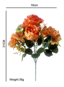 Arrangement de roses artificielles bordeaux effet toucher réel, roses crème préservées pour mariage - Product Image 5