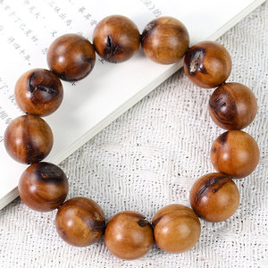 Pulsera de madera de jujube Thunderstruck de 18 mm con forma de bola, joyería para uso diario para hombre con patrón de cicatrices naturales - Product Image 3