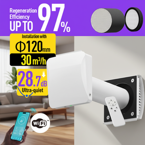 Unité MVHR compacte pour petite pièce, système CVC équilibré d'admission et d'évacuation, écoénergétique, ERV pour le marché britannique et européen, ventilation - Product Image 1