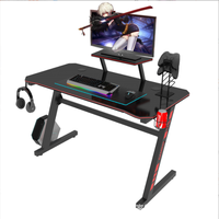 Escritorio Ergonómico Profesional para Juegos con Marco en Forma de Z, Iluminación LED RGB y Altura Ajustable para Configuración de PC