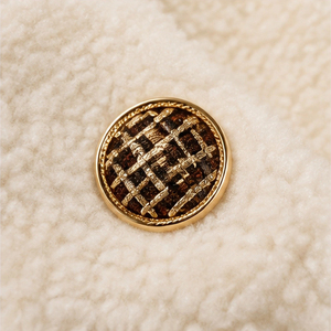 <span class=keywords><strong>Manteau</strong></span> mi-long en laine pour <span class=keywords><strong>femme</strong></span>, style Teddy, col rond, boutons dorés en relief, poches à double rabat, coupe ample, vêtement d'extérieur d'hiver - Product Image 4