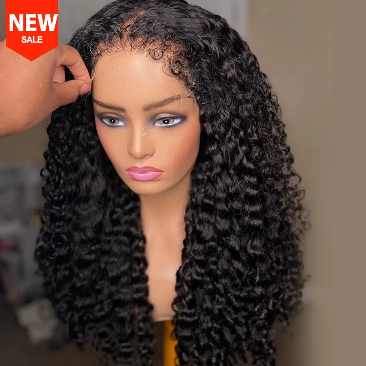 Wholesale curly human hair HD full Lace Front wigs 4c 4b texture hairline burmese cambodian deep Kinky curly wig