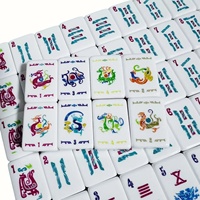 Jeu de Mahjong Américain Sanxingdui Masque Doré sous Licence, Tuiles de Mahjong en Acrylique Premium Totem de Bronze du Sichuan sous Droit d'Auteur, Vente en Gros