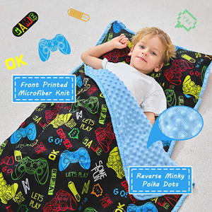 Sac de couchage pour garderie violet avec oreiller et couverture, tapis de sieste pour tout-petits, enfants d'âge préscolaire - Product Image 4